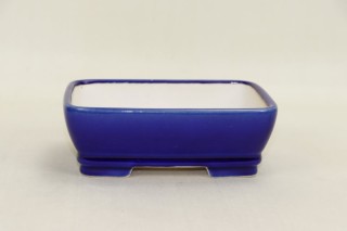 Maceta para Bonsái Rectangular Esmaltada Azul Noche - 17x13x6 cm.