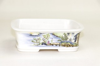 Maceta Bonsai rectangular Decorada con paisaje18*14*6cm