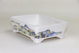 Maceta Bonsai rectangular Decorada con paisaje 18*14*5.5cm