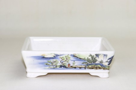 Maceta Bonsai rectangular Decorada con paisaje 18*14*5.5cm